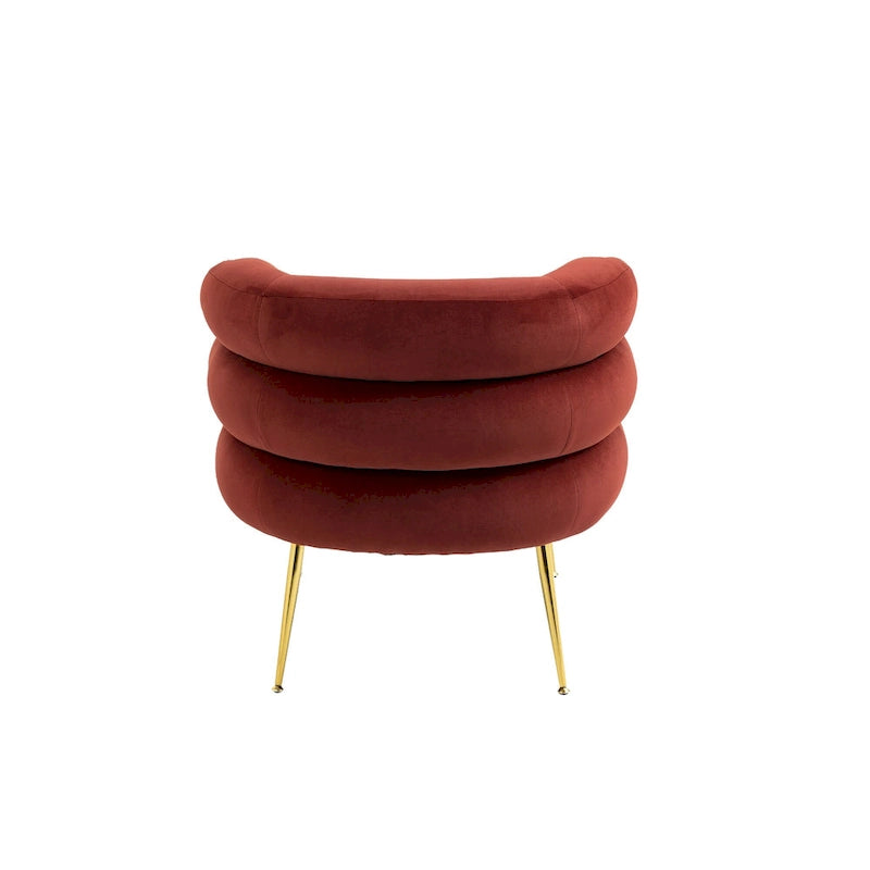 Fauteuil tonneau moderne rouge vin de 29.1 avec pouf