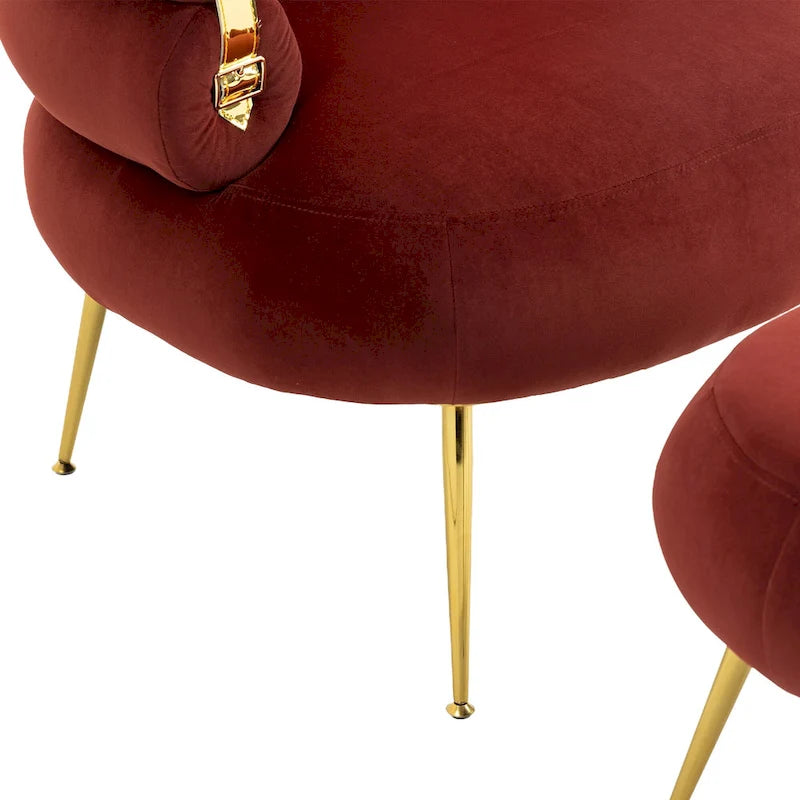 Fauteuil tonneau moderne rouge vin de 29.1 avec pouf