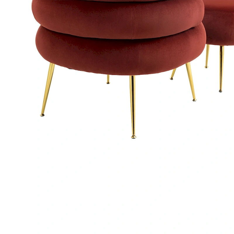Fauteuil tonneau moderne rouge vin de 29.1 avec pouf