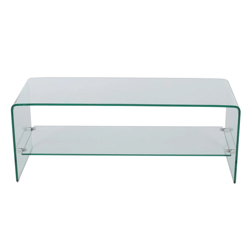 Meuble TV transparent de 39.37 avec dos ouvert et étagère en verre pour téléviseurs jusqu’à 39
