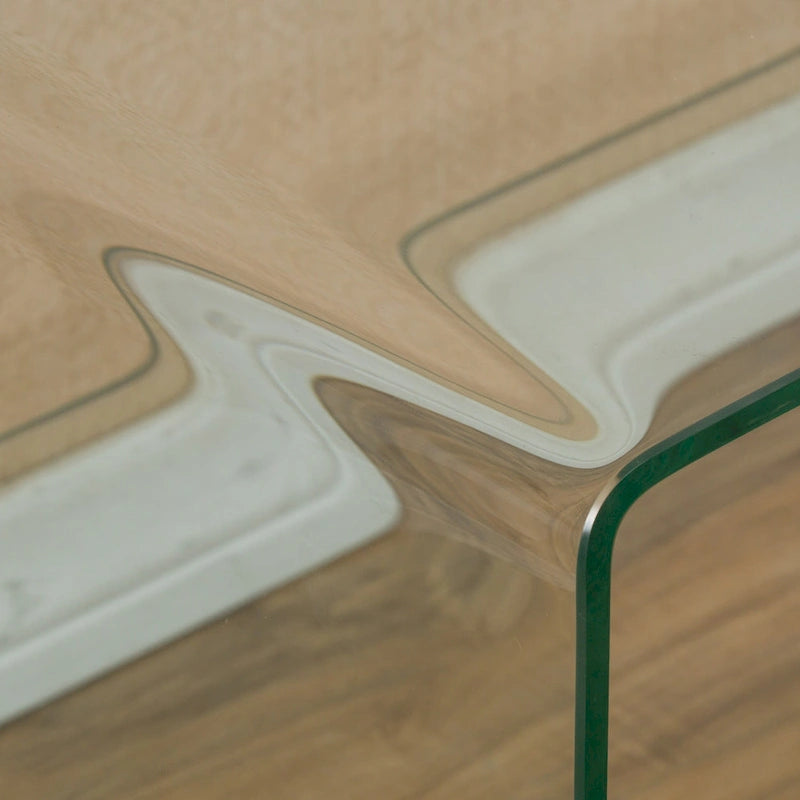 Mueble para TV transparente de 39.37 con diseño abierto en la parte posterior y estante de vidrio para televisores de hasta 39