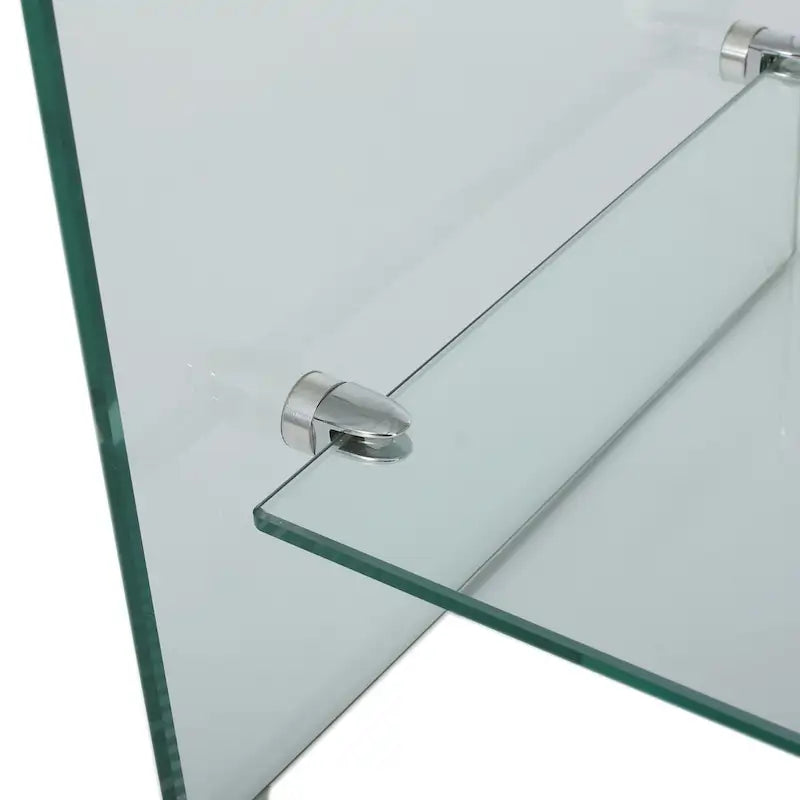 Mueble para TV transparente de 39.37 con diseño abierto en la parte posterior y estante de vidrio para televisores de hasta 39