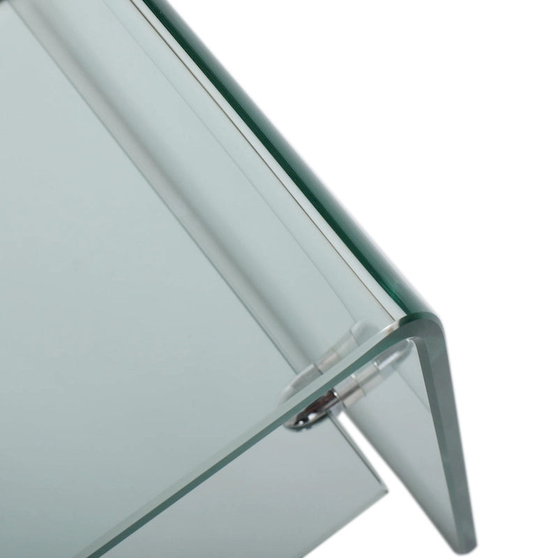 Mueble para TV transparente de 39.37 con diseño abierto en la parte posterior y estante de vidrio para televisores de hasta 39