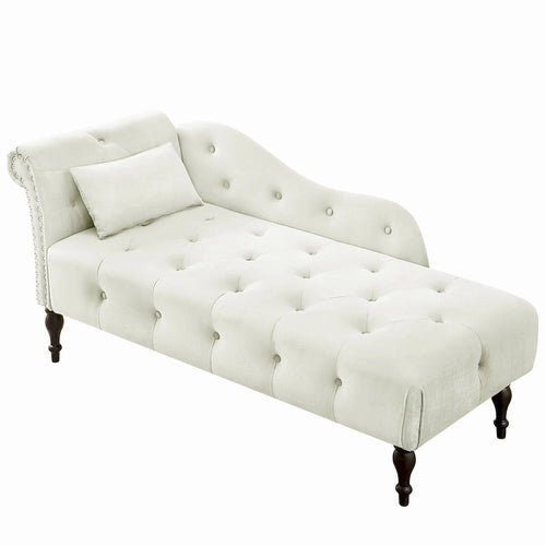 Méridienne capitonnée en velours de 60.6 avec clous décoratifs