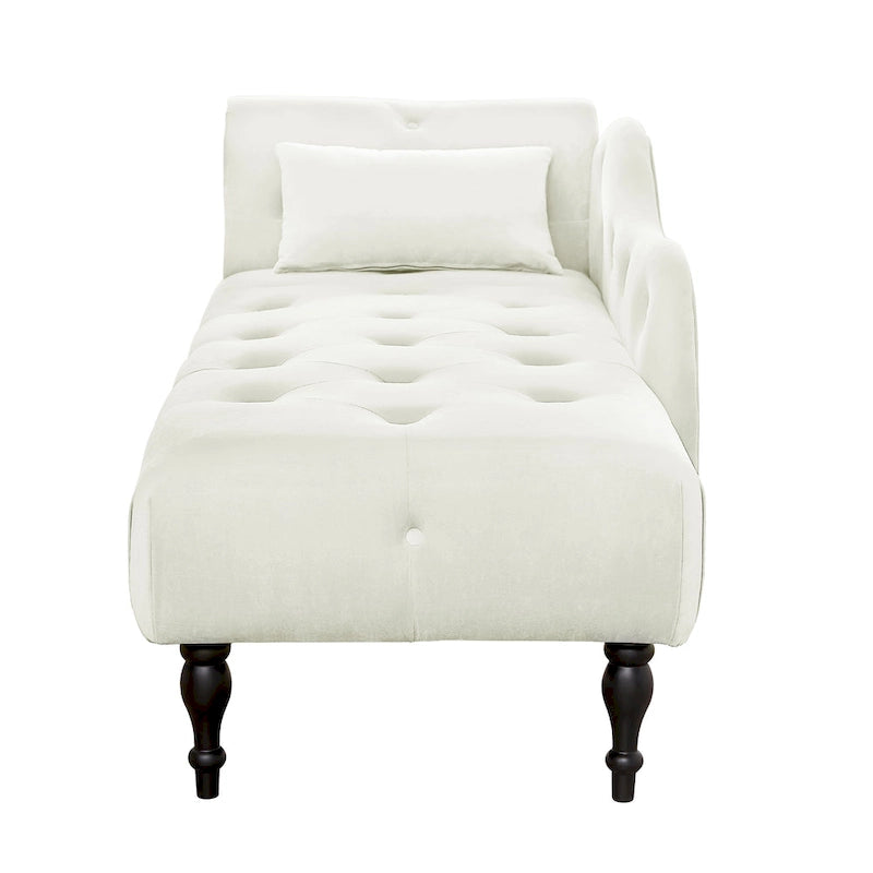 60.6 Chaiselongue mit Samtbezug, Knopfheftung und Ziernägeln