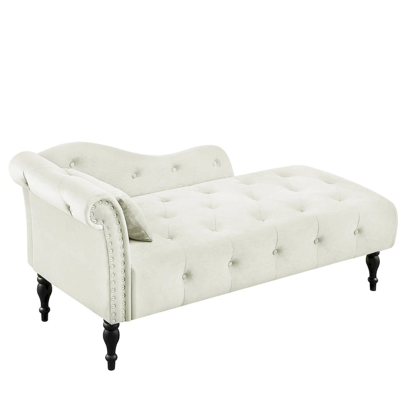 Méridienne capitonnée en velours de 60.6 avec clous décoratifs