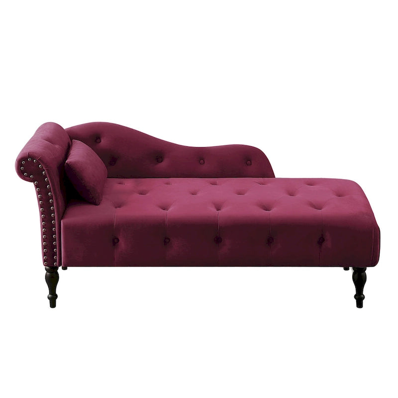 Méridienne capitonnée en velours de 60.6 avec clous décoratifs