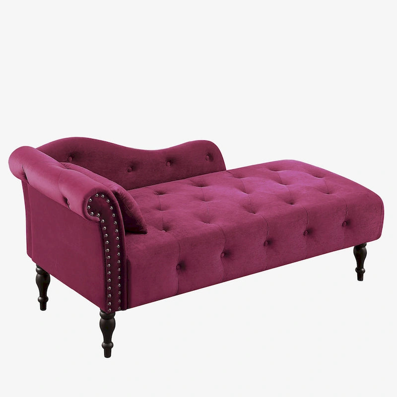 Méridienne capitonnée en velours de 60.6 avec clous décoratifs
