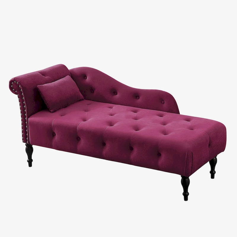 Méridienne capitonnée en velours de 60.6 avec clous décoratifs
