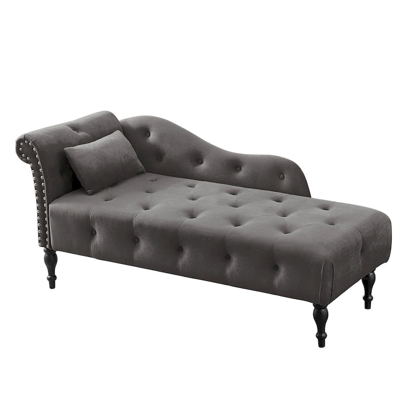 Méridienne capitonnée en velours de 60.6 avec clous décoratifs