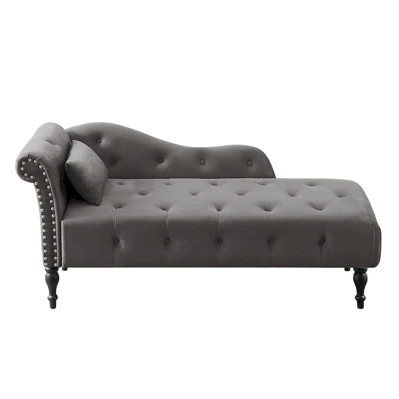 Méridienne capitonnée en velours de 60.6 avec clous décoratifs