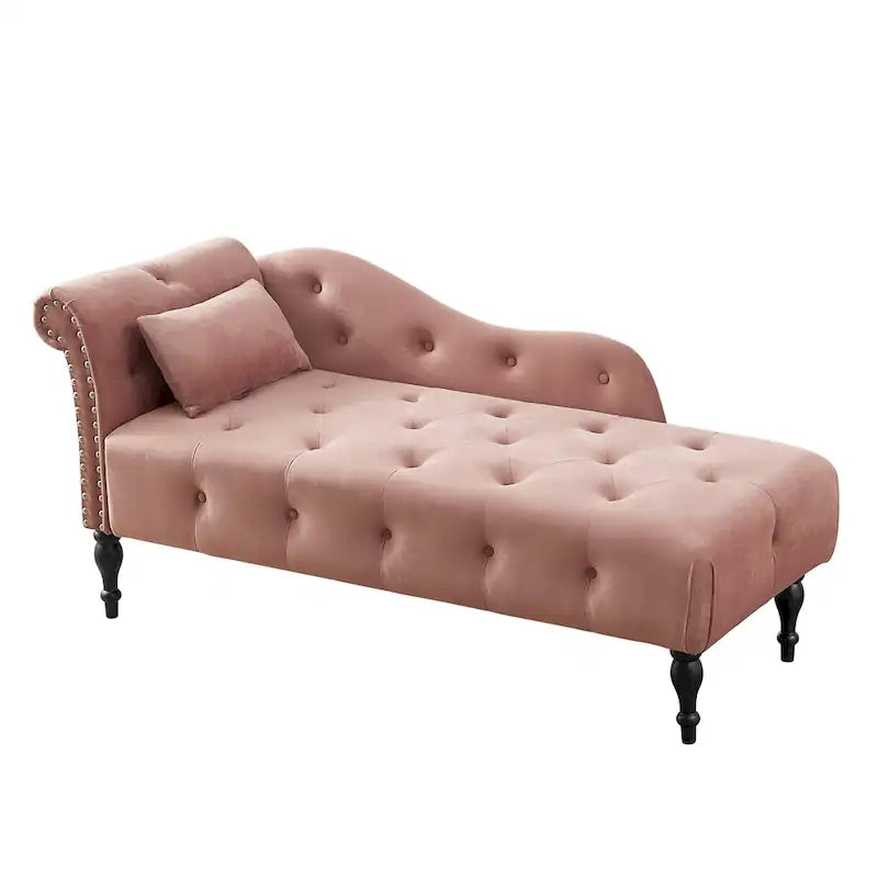 Méridienne capitonnée en velours de 60.6 avec clous décoratifs
