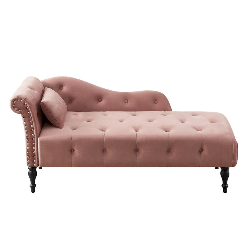 Méridienne capitonnée en velours de 60.6 avec clous décoratifs