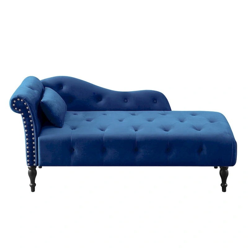 Méridienne capitonnée en velours de 60.6 avec clous décoratifs