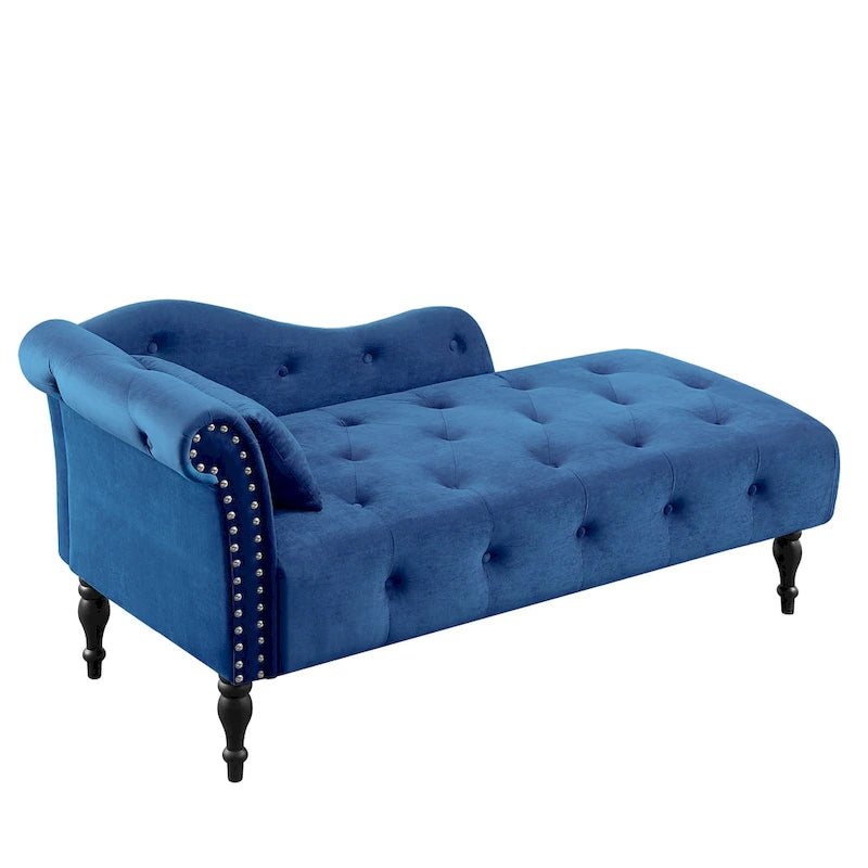 Méridienne capitonnée en velours de 60.6 avec clous décoratifs