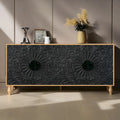 Lily-Sideboard mit geschnitztem Blumenmotiv an den Türen, großem Stauraum und Regalen