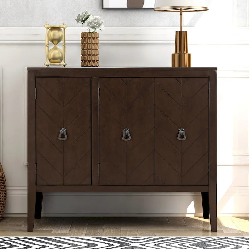 Meuble de rangement d’appoint vintage avec étagère réglable, buffet-console en bois massif, table de canapé