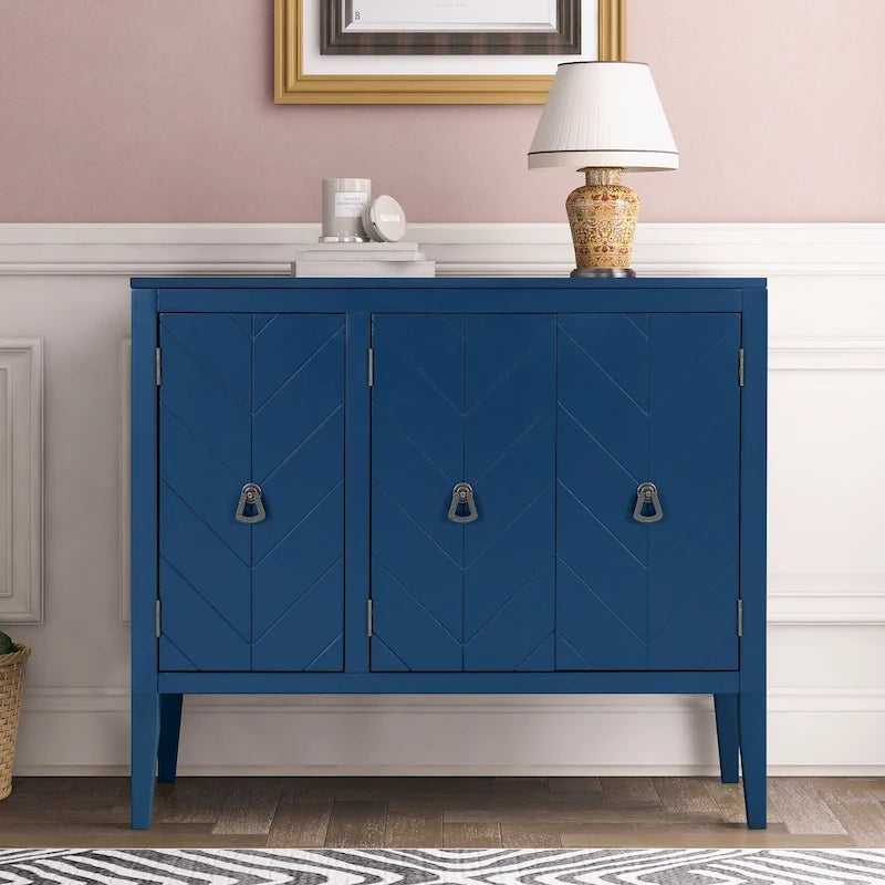 Armario de almacenamiento decorativo de estilo vintage con estante ajustable, aparador consola de madera maciza, mesa auxiliar para sofá