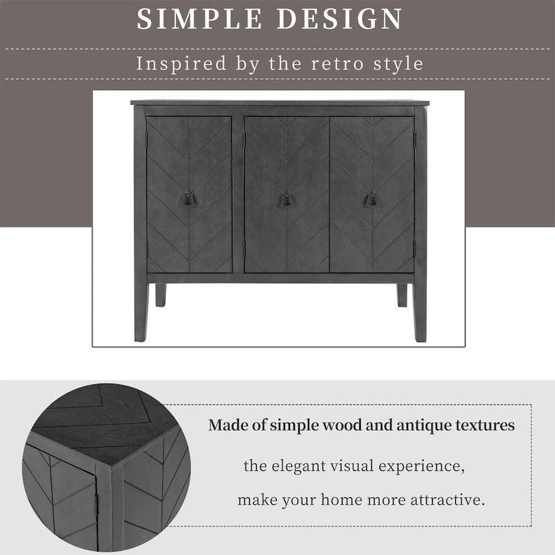 Meuble de rangement d’appoint vintage avec étagère réglable, buffet-console en bois massif, table de canapé