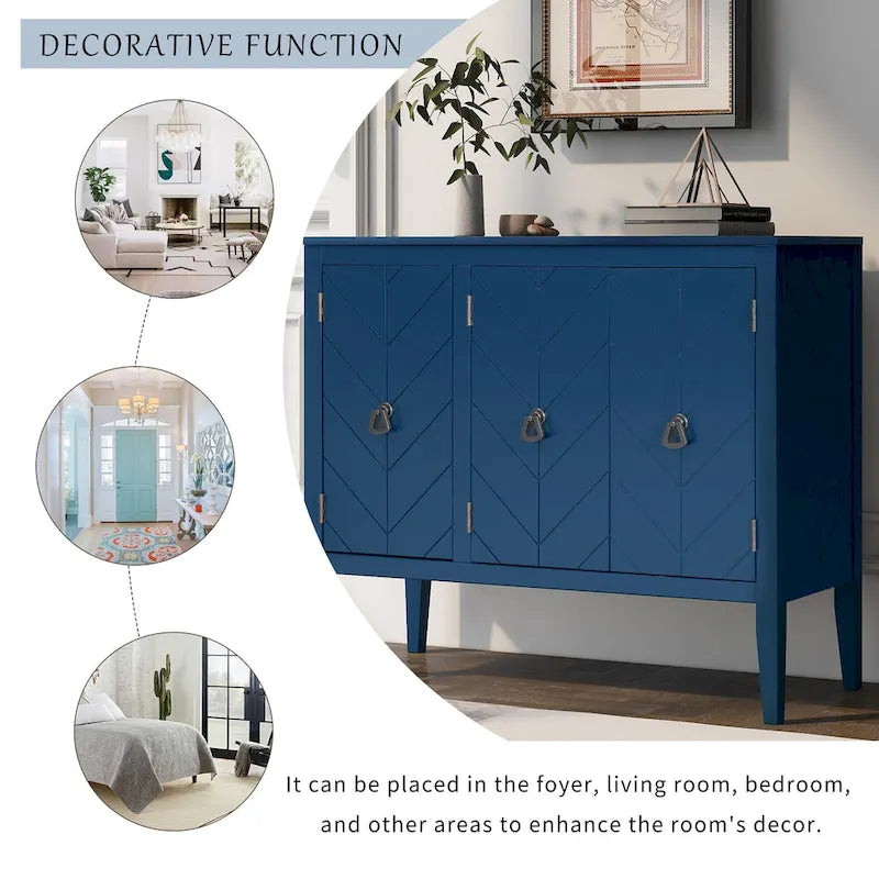 Meuble de rangement d’appoint vintage avec étagère réglable, buffet-console en bois massif, table de canapé