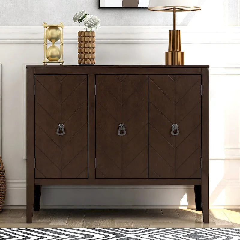 Meuble de rangement d’appoint vintage avec étagère réglable, buffet-console en bois massif, table de canapé