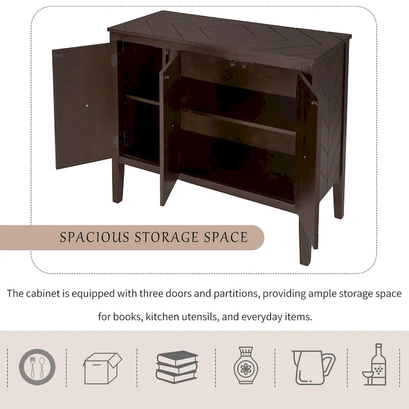 Meuble de rangement d’appoint vintage avec étagère réglable, buffet-console en bois massif, table de canapé