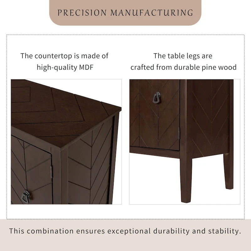 Meuble de rangement d’appoint vintage avec étagère réglable, buffet-console en bois massif, table de canapé