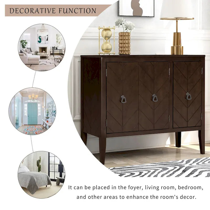 Meuble de rangement d’appoint vintage avec étagère réglable, buffet-console en bois massif, table de canapé