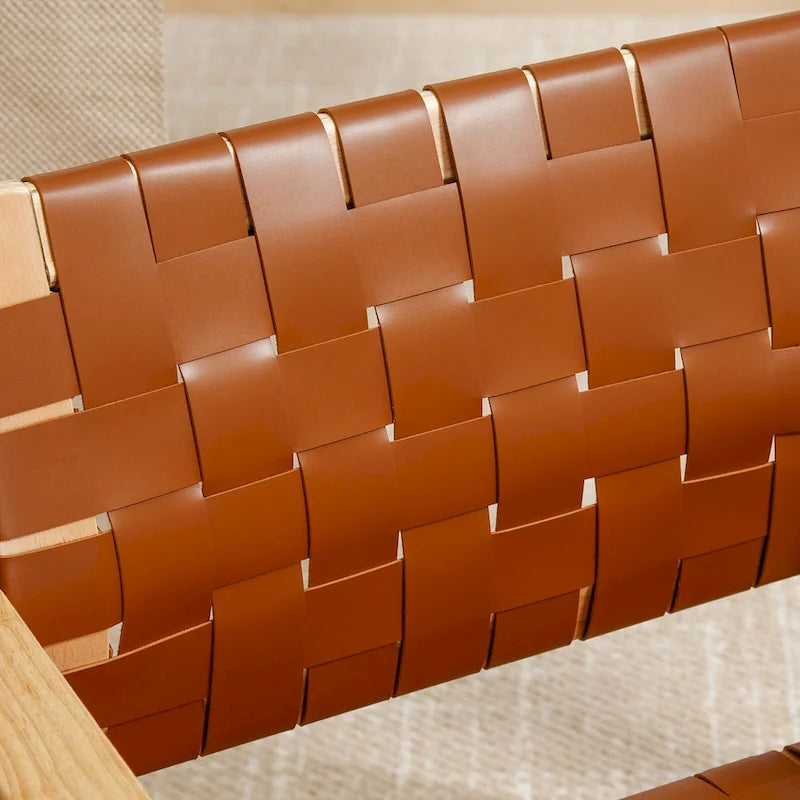 Esszimmerstühle aus geflochtenem Leder mit Massivholzgestell - 29.7H x 21.7W x 22.8D