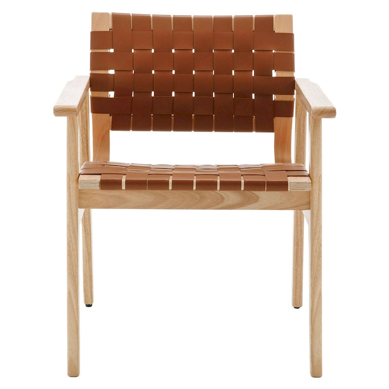 Esszimmerstühle aus geflochtenem Leder mit Massivholzgestell - 29.7H x 21.7W x 22.8D