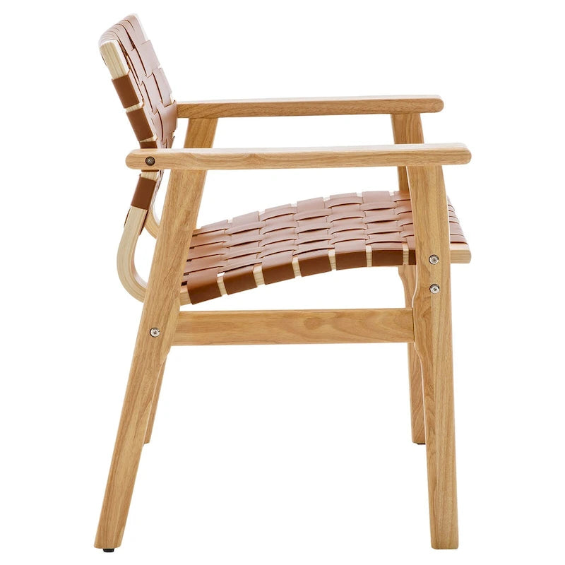 Esszimmerstühle aus geflochtenem Leder mit Massivholzgestell - 29.7H x 21.7W x 22.8D