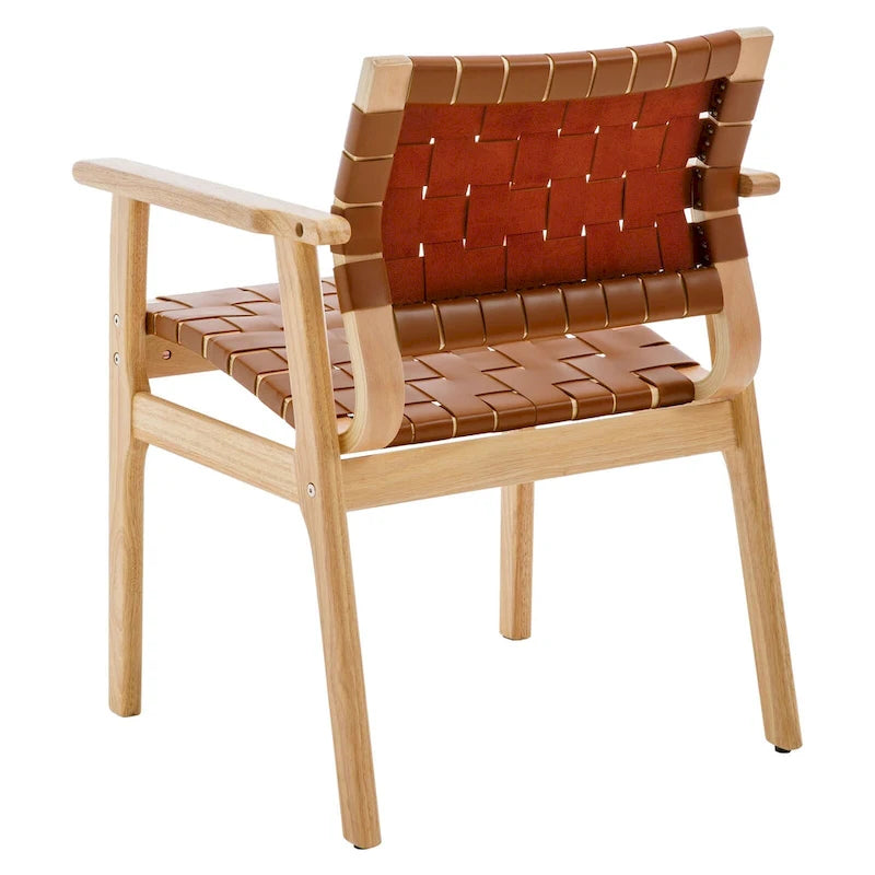 Esszimmerstühle aus geflochtenem Leder mit Massivholzgestell - 29.7H x 21.7W x 22.8D