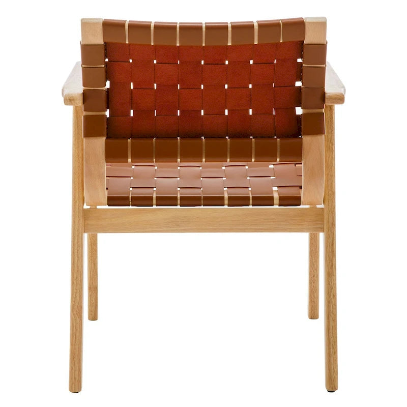 Esszimmerstühle aus geflochtenem Leder mit Massivholzgestell - 29.7H x 21.7W x 22.8D