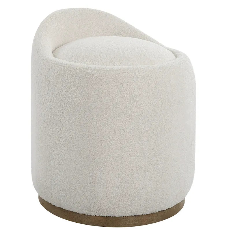 Puf otomano giratorio, mullido y tapizado - 24 - Blanco y marrón