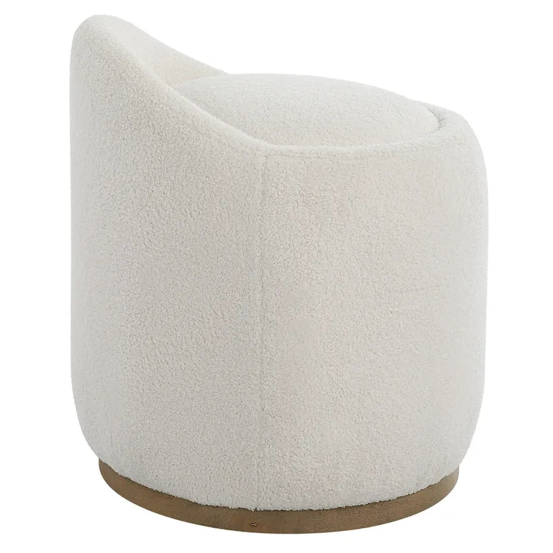Puf otomano giratorio, mullido y tapizado - 24 - Blanco y marrón