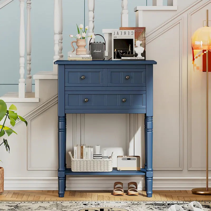 Table console étroite (bleu marine)