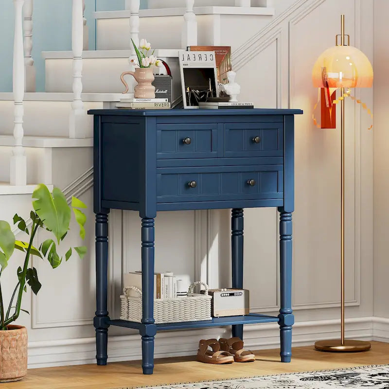 Table console étroite (bleu marine)