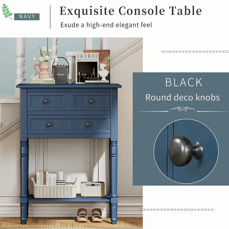 Table console étroite (bleu marine)