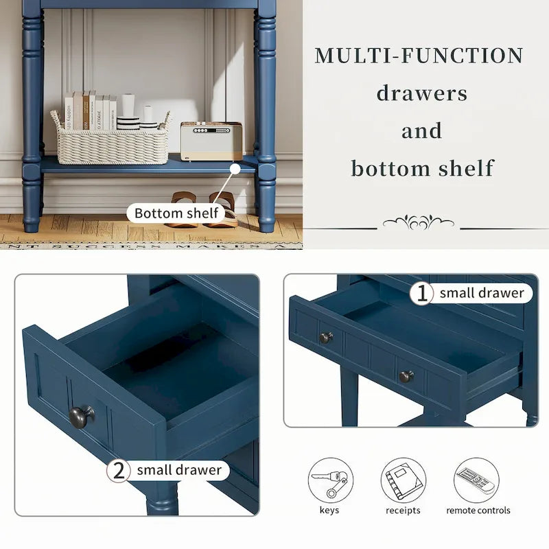 Table console étroite (bleu marine)