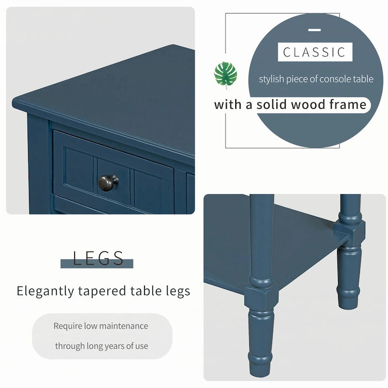 Table console étroite (bleu marine)
