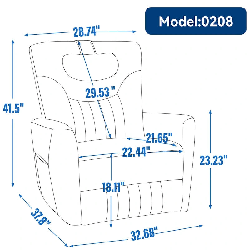 Fauteuil inclinable électrique pivotant et à bascule, moderne, avec coussin de soutien lombaire et cervical, ports USB et Type-C