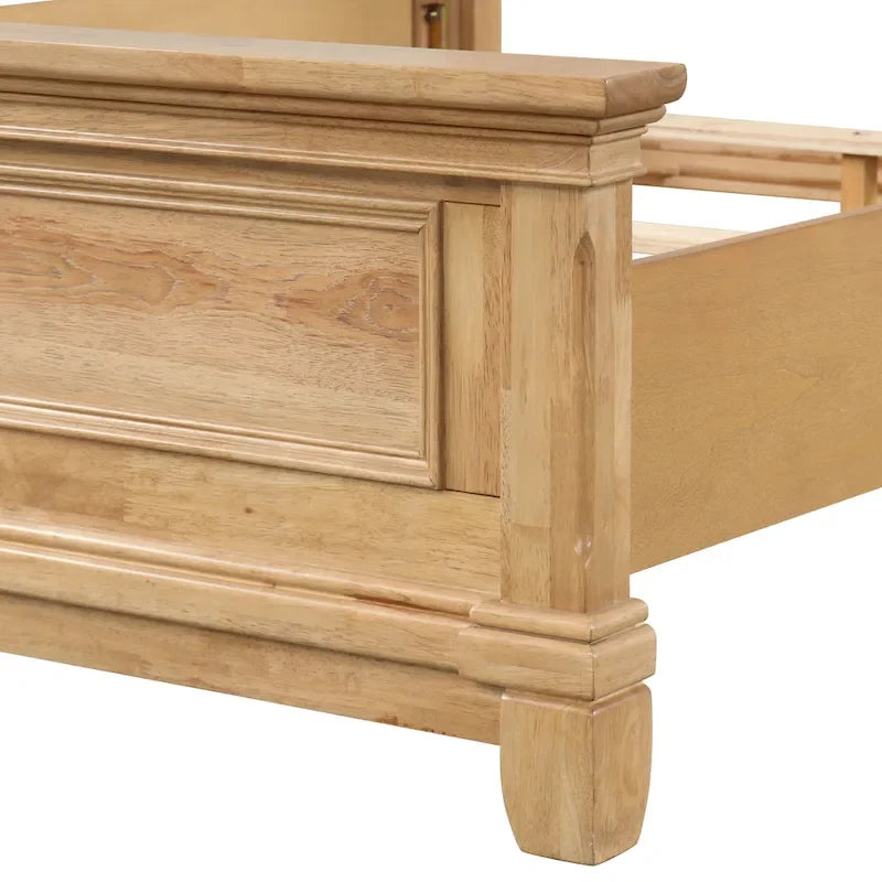 Cama de panel de madera maciza de roble natural estilo rústico
