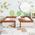 Kinder-Bodenbett mit Gitter, gepolstertes Tagesbettgestell aus PU, Holzbett mit Lattenrost und kleiner Treppe für Mädchen und Jungen