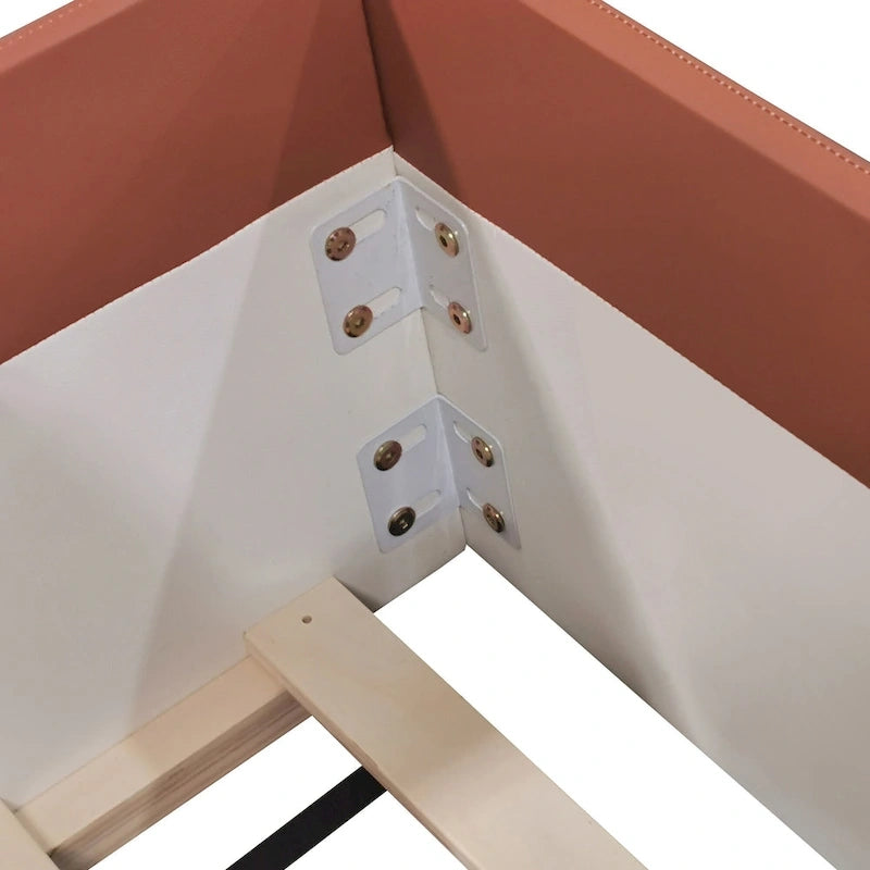 Kinder-Bodenbett mit Gitter, gepolstertes Tagesbettgestell aus PU, Holzbett mit Lattenrost und kleiner Treppe für Mädchen und Jungen