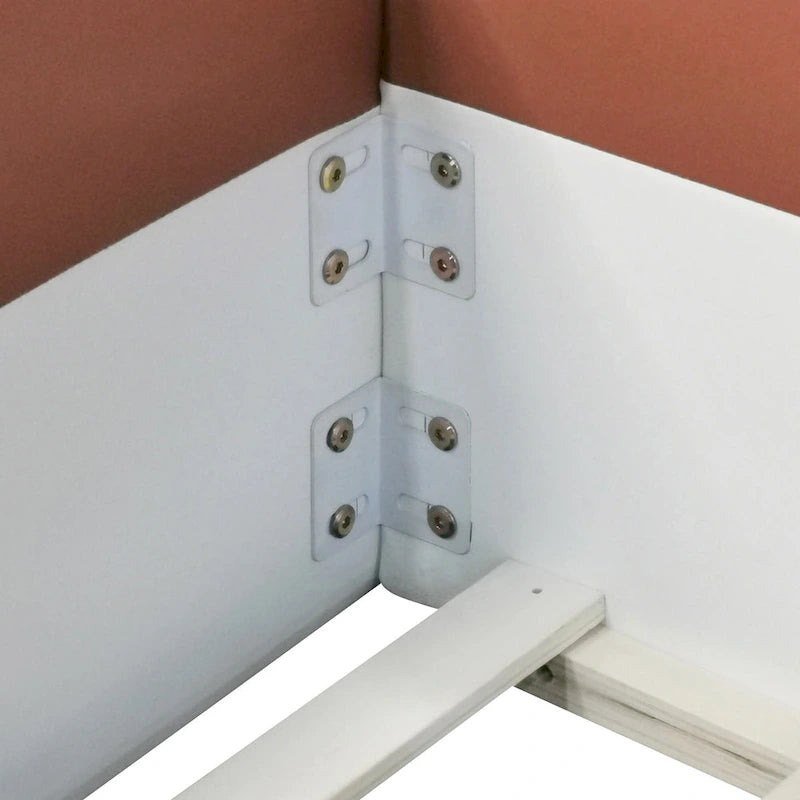 Kinder-Bodenbett mit Gitter, gepolstertes Tagesbettgestell aus PU, Holzbett mit Lattenrost und kleiner Treppe für Mädchen und Jungen