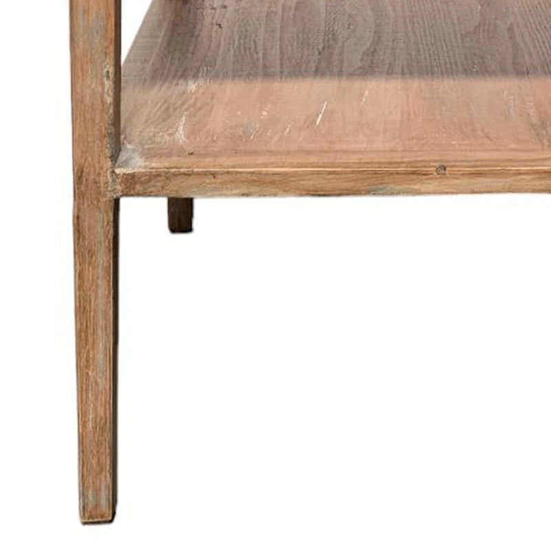 Table d’appoint d’angle, étagère de rangement, bois de pin gris, carré de 22in