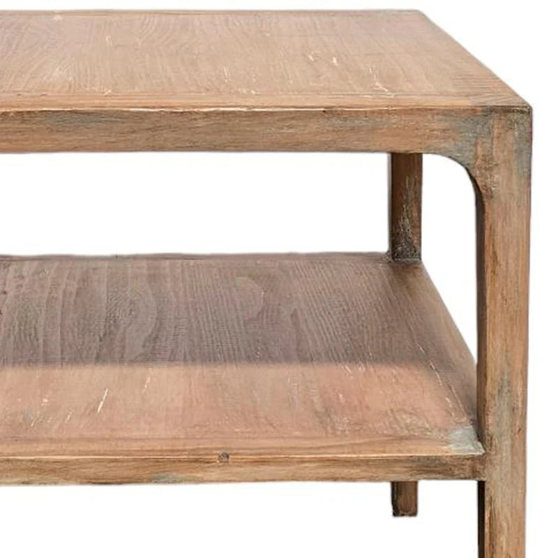 Table d’appoint d’angle, étagère de rangement, bois de pin gris, carré de 22in
