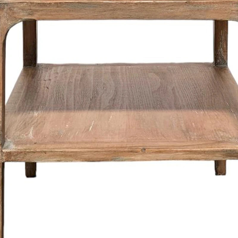 Mesa auxiliar de esquina, estante de almacenamiento, madera de pino gris, 22in cuadrados