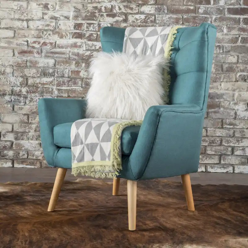 Sillón orejero con respaldo alto de 32.5 pulgadas, color verde azulado