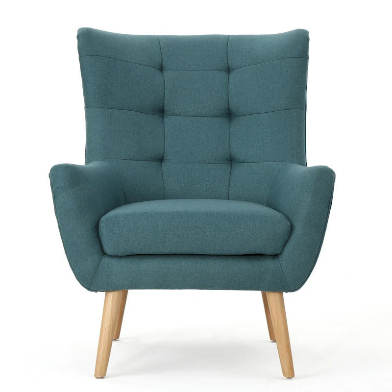 Sillón orejero con respaldo alto de 32.5 pulgadas, color verde azulado